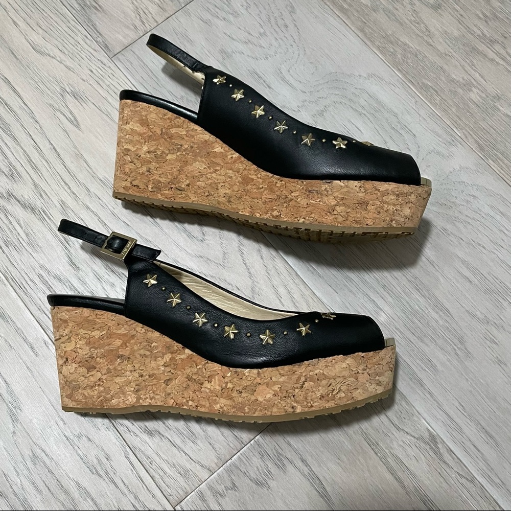 Jimmy Choo Praise Star Studded cork and leather wedges